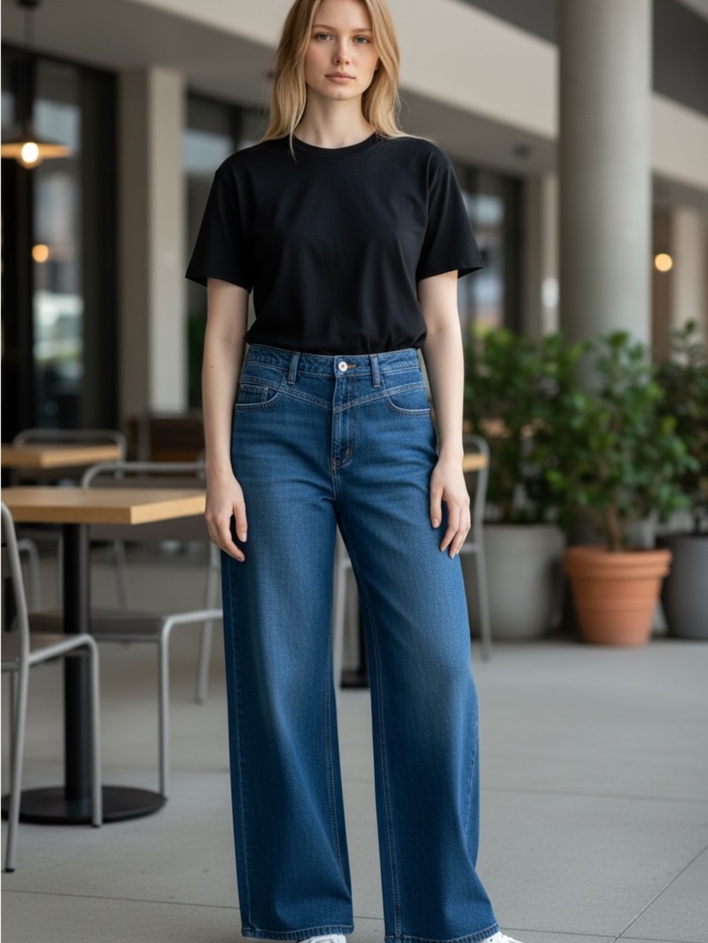 Banana  Republic Classic Wide-Leg , High waisted Women’s Jeans in Medium Blue